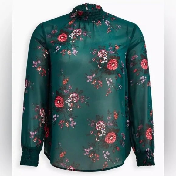 🌺 Torrid 6X Green Floral Top - Picture 1 of 6